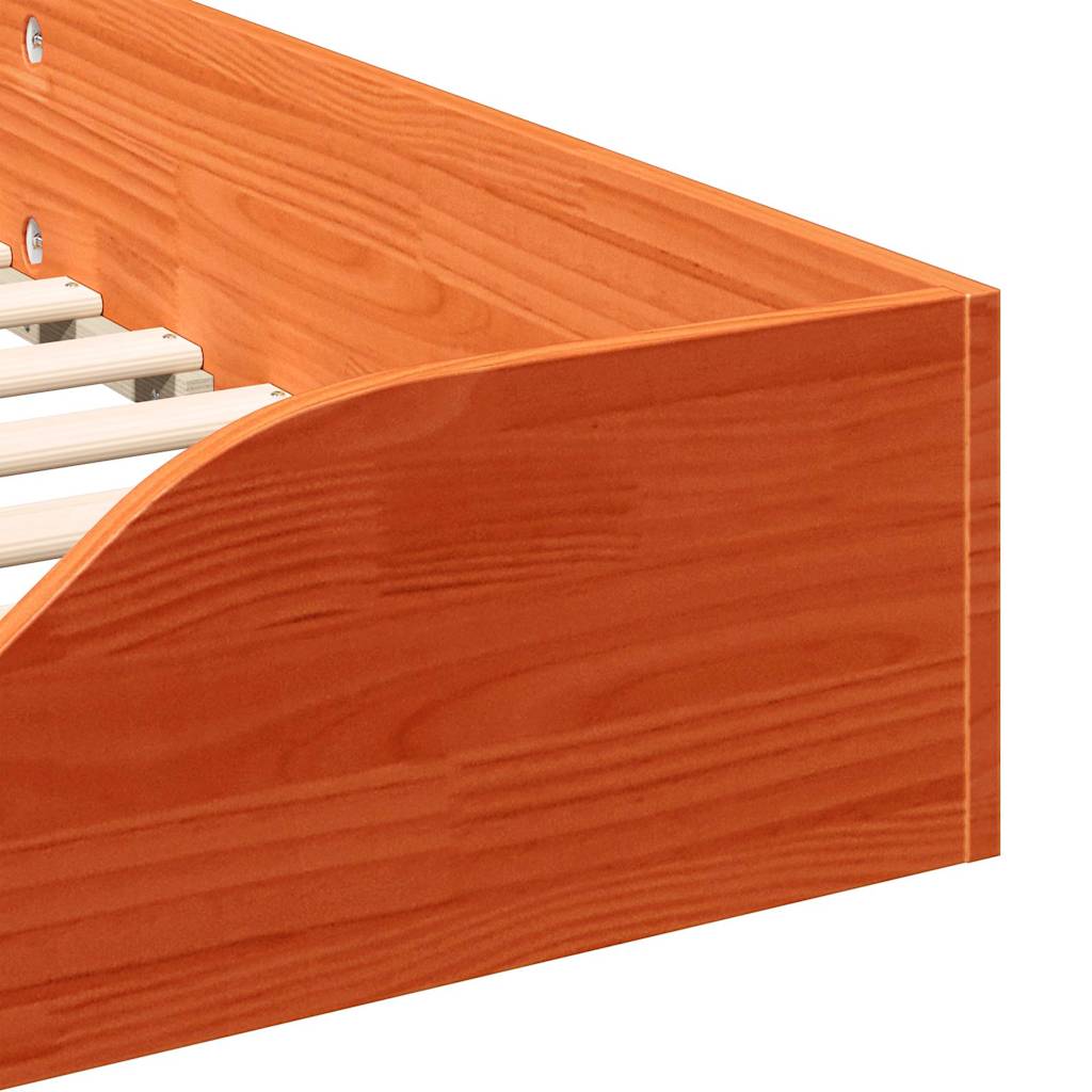 Bodenbettgestell Wachsbraun 100 x 210 cm Massivholz Kiefer